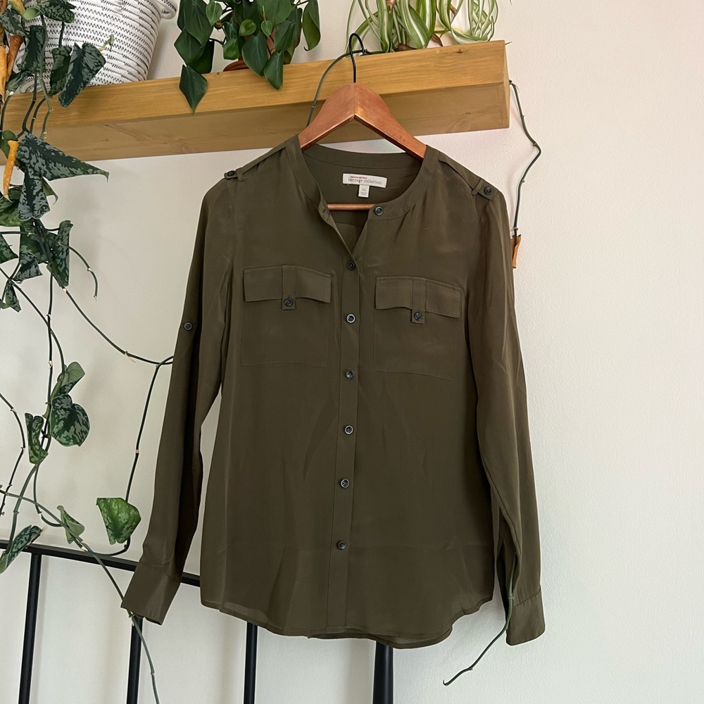 Banana Republic Green Button Up Blouse, XS